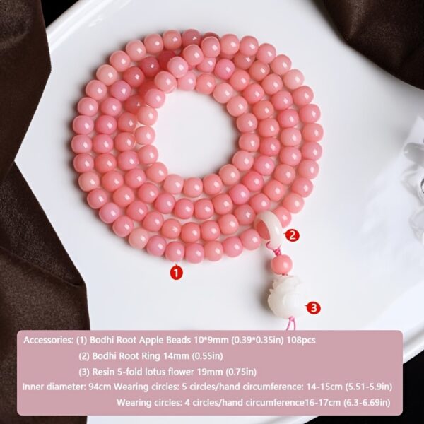 Natural Bodhi Bracelet Pink 108pcs Design Bodhi Ziwen Play Bracelet Men'S and Women'S Buddha Beads Prayer Bead Bracelet