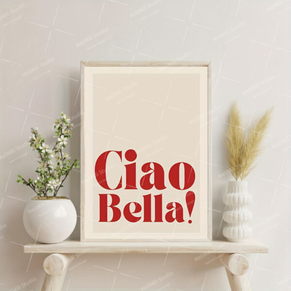 1pc Retro Rock "Ciao Bella!" Room Decor Polyester Canvas Print, Aesthetic Music Lyric Wall Art, Living Room & Office Decor, Ideal for Thanksgiving Gift