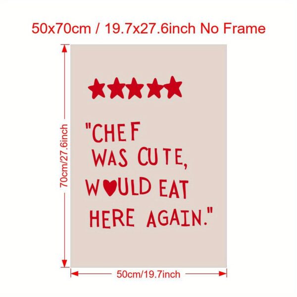 Canvas Wall Art Set - Frameless Chic Heart Themed Minimalist Kitchen & Living Room Decor, Cute Cooking Illustrations for Home Office