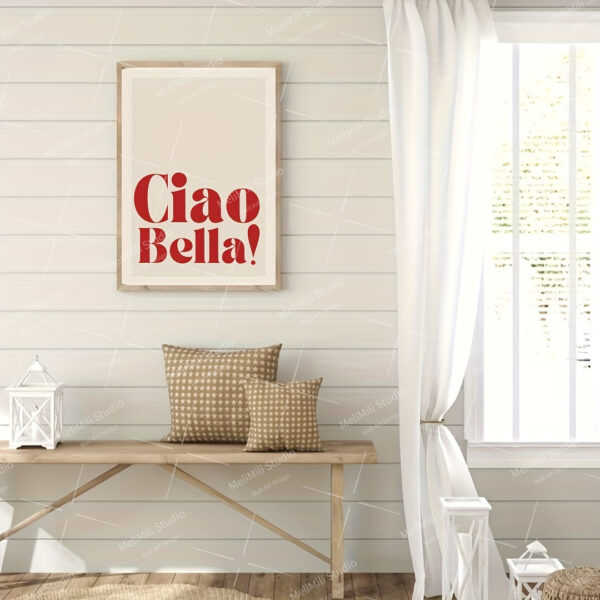 1pc Retro Rock "Ciao Bella!" Room Decor Polyester Canvas Print, Aesthetic Music Lyric Wall Art, Living Room & Office Decor, Ideal for Thanksgiving Gift